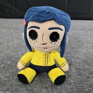 Kidrobot Laika Coraline 8" Phunny Plush Button Eyes Yellow Raincoat
